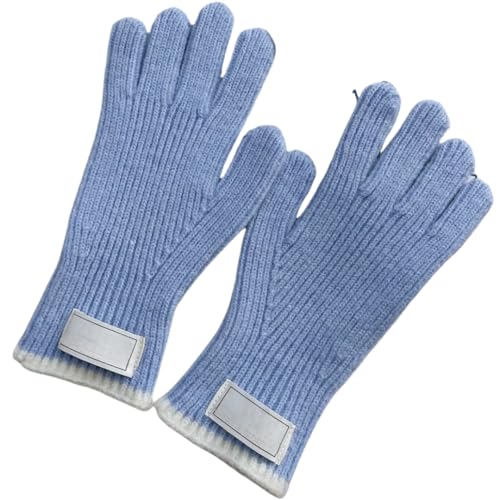 JINZIJINYU Winter Strickhandschuhe Farbblockierte Winter Fahrradhandschuhe Mit Geteiltem Finger Und Kältebeständigem Touchscreen Dunkelblau von JINZIJINYU