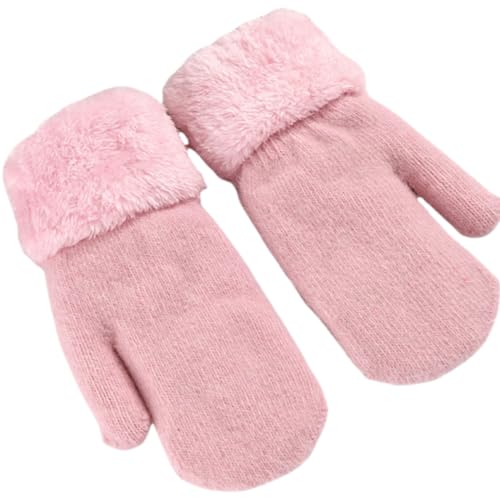 JINZIJINYU Winterhandschuhe Damen Warm Touchscreen Winddicht Verdickte Fäustlinge Student Finger Plüsch Doppelschichtige Plüsch Skihandschuhe Pink von JINZIJINYU