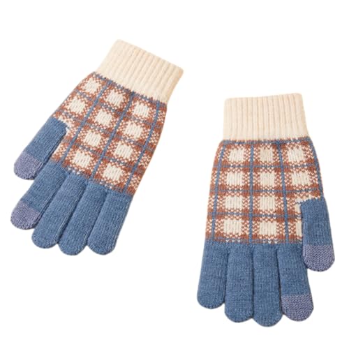 JINZIJINYU Winterhandschuhe Damen Warm Touchscreen Winddicht Winter Touchscreen Handschuhe Winter Plus Samt Radfahren Verdickte Paar Wollhandschuhe Blau von JINZIJINYU