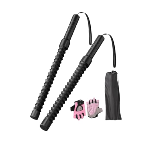 JISADER 2 Zimmer Seilloser Kampf Corbes Fitness Bar Übungsseile Frühlingsbar für Das Heim Fitnessstudio, Rosa Handschuhe von JISADER