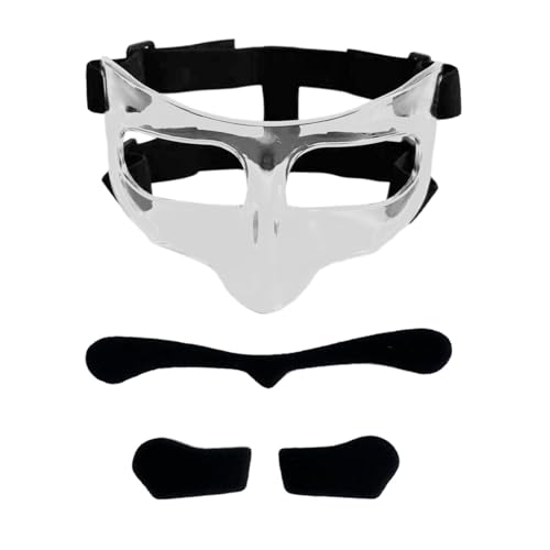 JISADER Basketball-Maske, Basketball-Nasenschutz, Gesichtsmaske für gebrochene Nase, Gesicht für gebrochene Nase, zum Boxen, Klarer schwarzer Aufkleber von JISADER