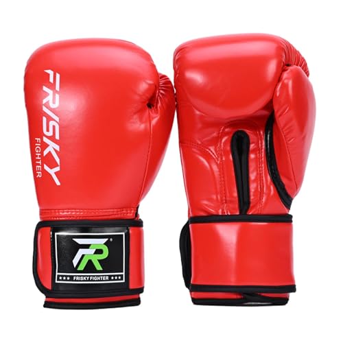 JISADER Boxhandschuhe Übungs-Boxsackhandschuhe Boxausrüstung für Kickboxen Muay Thai, rot 10OZ von JISADER