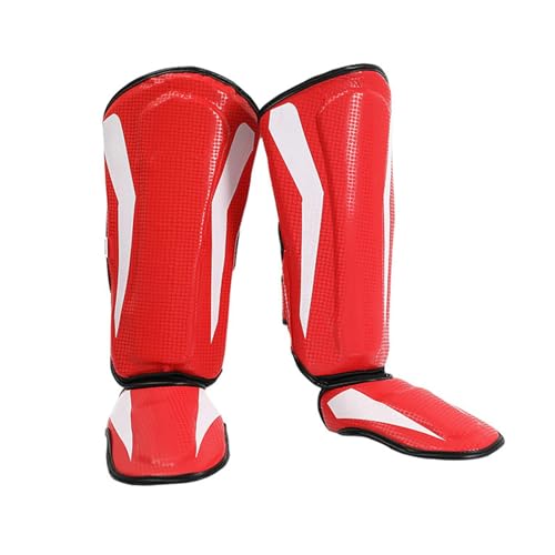 JISADER Kickboxing Schienbeinschoner Schienbeinschutz Bein Ristschutzpolster Bein Fußschoner für Boxen, Rot von JISADER