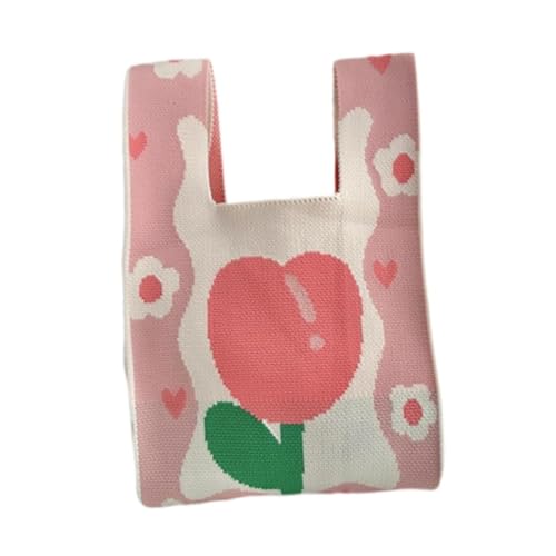 JISADER Kleine Knoten Handgelenk Tasche Geschenk Tasche Handgelenk Handtasche Ästhetische Casual Einkaufstasche, Rosa von JISADER