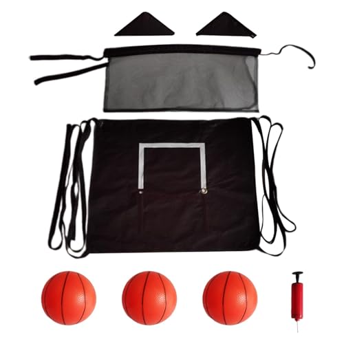 JISADER Mini-Basketballkorb für Trampolin, mit Verbindungsseilen mit kleinem Basketball, Sportspielzeug, Trampolin-Aufsatz, 3 Bälle von JISADER
