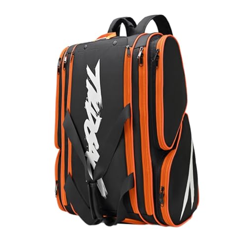 JISADER Pickleball-Tasche, Ausrüstungsaufbewahrung, Handtasche, Rucksack, Sporttasche für Pickleball-Spieler im Freien, Orange Und Schwarz von JISADER