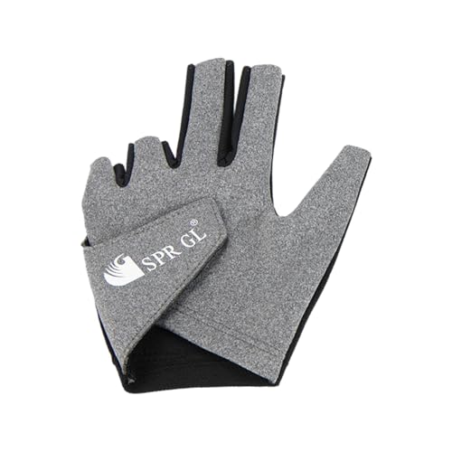 JISADER Separate Fingerhandschuhe Queue-Pool-Handschuhe für die Linke Hand, rutschfest, verschleißfest, verstellbares Handgelenk, absorbiert Schweiß, hellgrau von JISADER