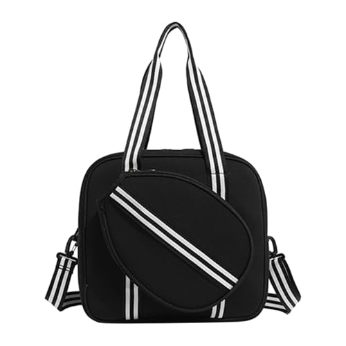 JISADER Tennistasche, Tennis-Einkaufstasche für Damen und Herren, Reisetasche aus Neopren mit abnehmbarem, verstellbarem Riemen, Badmintontasche, Schwarz von JISADER