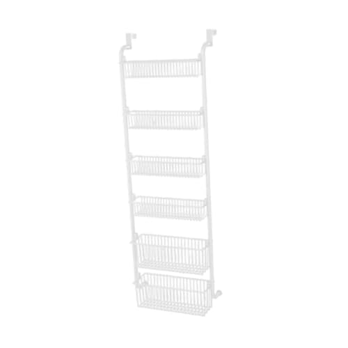 JISADER Über der Tür Organizer, Hängekörbe aus Metall mit Mehreren Ebenen, Gewürzregal, hängendes Gewürzregal für Wäsche, Schlafzimmer, Gemüsebehälter, White 6tier H 139cm von JISADER