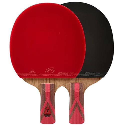 JITEM Tischtennisschläger Set, Ping-Pong-Schläger 2er-Set, Hochleistungs-Profi-Tischtennisschläger, Tischtennisschläger-Set aus Kohlefaser, 7-lagige Bodenplatte, Wettkampfgummi(Color:A) von JITEM