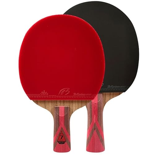 JITEM Tischtennisschläger Set, Ping-Pong-Schläger 2er-Set, Hochleistungs-Profi-Tischtennisschläger, Tischtennisschläger-Set aus Kohlefaser, 7-lagige Bodenplatte, Wettkampfgummi(Color:B) von JITEM