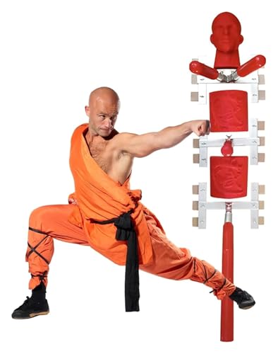 JIURUOZ Tragbarer Wing Chun Dummy, Wing Chun Attrappe, Tragbare Kampfsportpuppen mit Silikonpolstern, an der Wand montierter Kung-Fu-Trainerausrüstung, Verstellbarer Federmännchenstapel von JIURUOZ