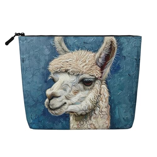 Alpaka Lama, vielseitige Reise-Make-up-Tasche mit Reißverschluss, Zubehör-Organizer, Schwarz , Einheitsgröße, Kulturbeutel von JIUTY