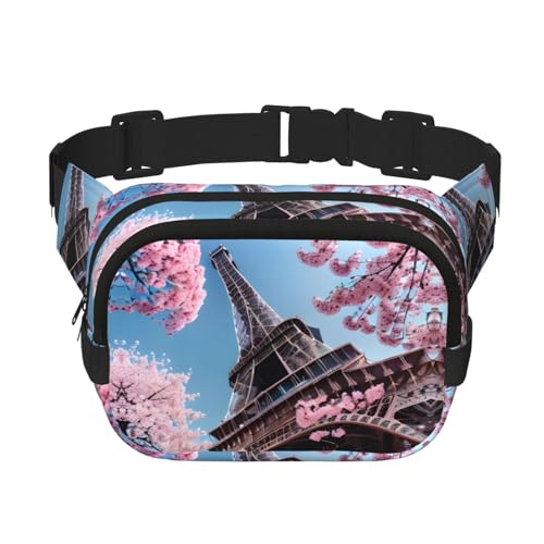 Bauchtasche mit Ölgemälde, Motiv: Paris Eiffelturm, für Damen und Herren, modische Hüfttaschen für Workout, Laufen, Reisen, Wandern, Schwarz , Einheitsgröße von JIUTY