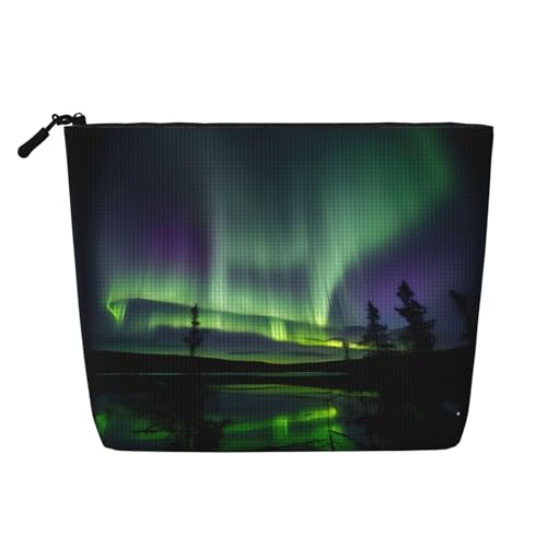 Dark Northern Lights vielseitige Reise-Make-up-Tasche mit Reißverschluss, Zubehör-Organizer, Schwarz , Einheitsgröße, Kulturbeutel von JIUTY