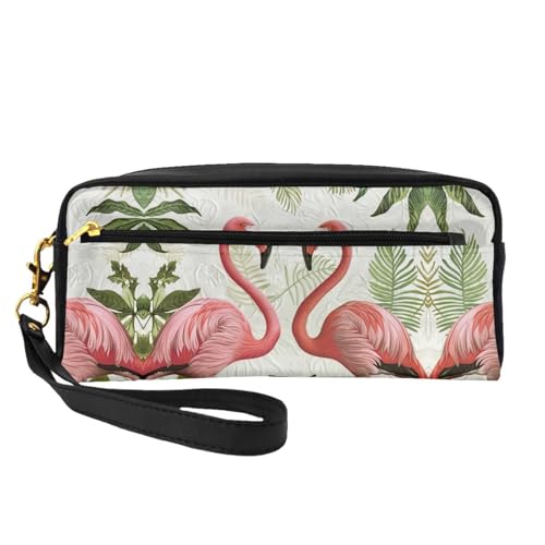 Kosmetiktasche mit Flamingos auf weißem Hintergrund, für Damen, Reise-Kulturbeutel, Zubehör, Organizer, Reißverschluss, Geschenkidee, Schwarz , Einheitsgröße, Kosmetiktasche von JIUTY