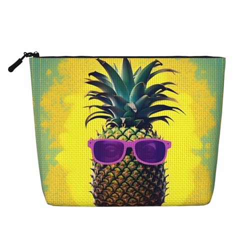 Vielseitige Reise-Make-up-Tasche mit Psych Ananas-Zitat, Reisetasche mit Reißverschluss, Zubehör-Organizer, Schwarz , Einheitsgröße, Kulturbeutel von JIUTY