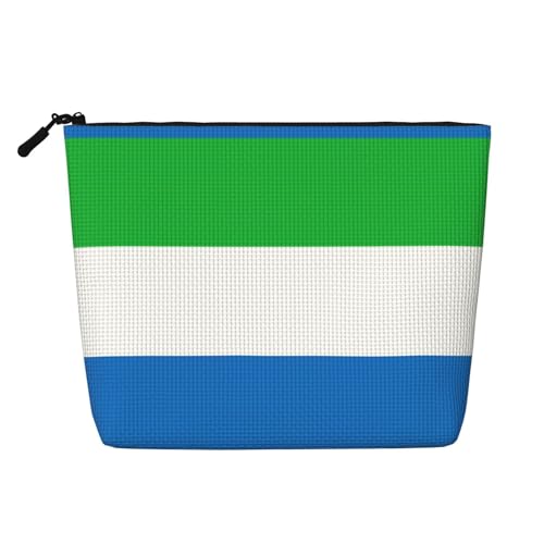 Vielseitige Reise-Make-up-Tasche mit Sierra-Leone-Flagge, Reisetasche mit Reißverschluss, Zubehör-Organizer, Schwarz , Einheitsgröße, Kulturbeutel von JIUTY