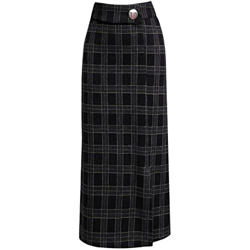 Wollrock Mit Hoher Taille - Vintage Kariertes Wolltuch High Waist Frauen A-Linie Slim Rock, Plus Size Lady Herbst Winter Slim Casual Mit Reißverschluss Rock, Geeignet Für Den Alltag, Schwarz, 3Xl Wollrock Mit Hoher Taille - Vintage Kariertes Wolltuch High Waist Frauen A-Linie Slim Rock, Plus Size Lady Herbst Winter Slim Casual Mit Reißverschluss Rock, Geeignet Für Den Alltag, Schwarz, 3Xl von JJDSL
