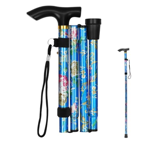 Unisex Faltbar Gehstock Klappbar,Gehstock Damen Faltbar Gehstock Elegant Gehstock Klappbar Blume Gemustert Aluminium Einstellbar Spazierstock Leicht Tragbar Reise Wanderstock für Altere Behinderte von JJiaoLinin