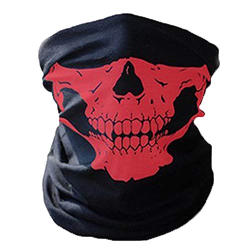 JK Home Nahtlose Totenkopf Bandanas Gesichtsmaske Stirnband Schal Headwrap Neckwarmer - 12 in 1 Multifunktional Outdoor Sport Rot von JK Home