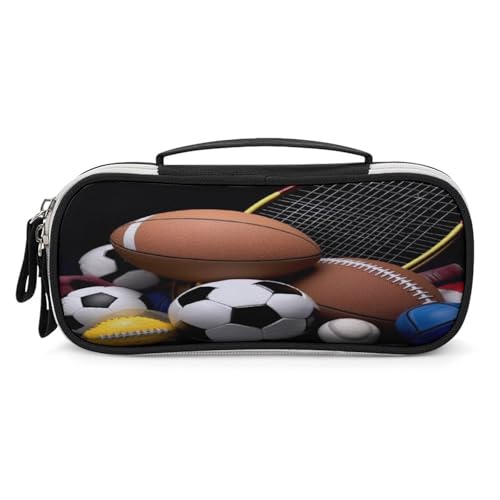 JKLPOMN Tragbare Make-up-Tasche mit Sportmotiven, bedruckt, große Kapazität, Reise-Make-up-Box, Aufbewahrungstasche, Kosmetik-Reisetasche, Damen-Kulturbeutel, geeignet für Mädchen, Reisen, Sportthema, von JKLPOMN