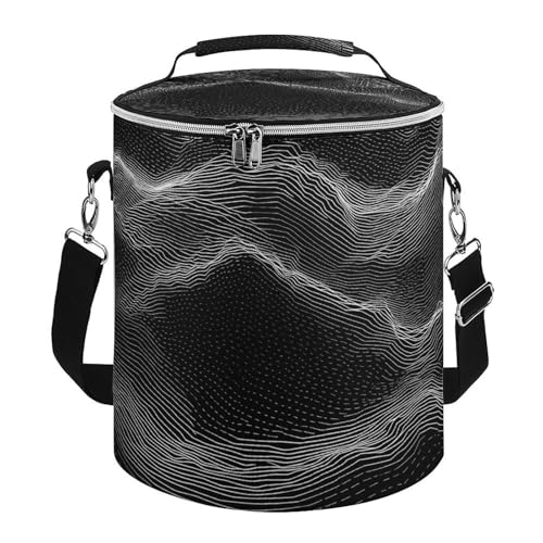 Wiederverwendbarer isolierter weicher Eisbeutel / Rucksack, weiße Linie, gemustert, Reise-Kühltasche, isolierte Lunchtasche, erweiterbare doppellagige Kühltasche, geeignet für Strand- und von JKLPOMN