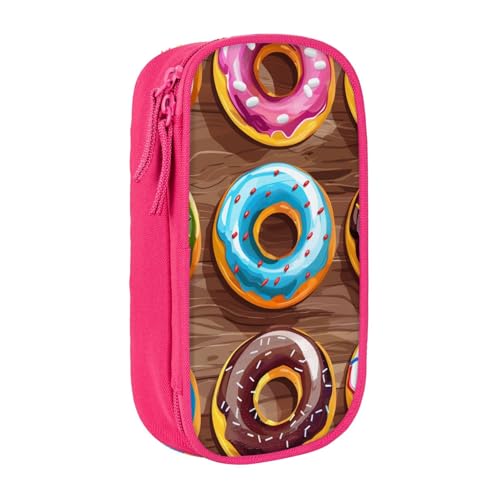 JKSEEPYN Buntes Federmäppchen mit Cartoon-Donuts, bedruckt, doppellagig, schwarz, großes Fassungsvermögen, niedliches Stifteetui für Schule, Büro, Reisen oder Make-up-Organizer, rose, Einheitsgröße, von JKSEEPYN