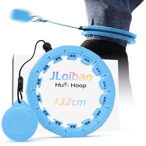 JLoibao Smart Hula Hoop Reifen Erwachsene Zum Abnehmen,24-Stufiger Infinity Hula-Hoop Mit Gewich Kugel, Hula Hoop Reifen Kinder, 77-132cm, Einstellbar Hula Hup Reifen（Blau） von JLoibao