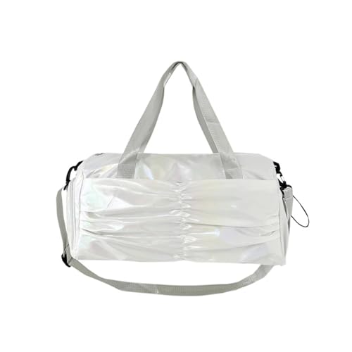 Reisetasche Oxford Zipper Top Handle Bag for Women's Bag High Capacity Casual Handbag Pleated Travel Handbag (Color : Silver) von JMORCO