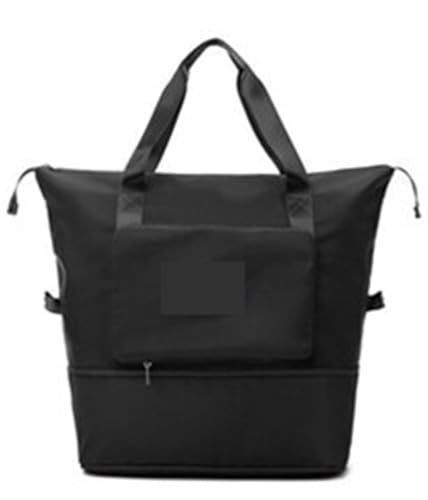 Reisetasche wasserdichte Gepäcktasche mit großer Kapazität, erweiterbar, faltbar, Reisetasche, Trocken- und Nasstrennung, tragbares Paket for Sport und Fitnessstudio (Color : Black) von JMORCO