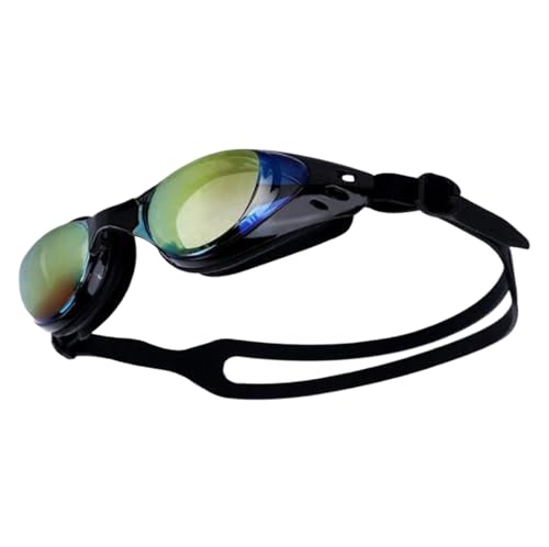 Schwimmbrille Professionelle Schwimmbrille Anti-Fog UV Einstellbare Beschichtung Männer Frauen Wasserdichte Silikon Tauchen Pool Brille Erwachsene Brillen ( Color : Plating black , Size : Adjustable ) von JMORCO
