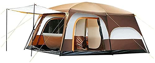Geräumiges Outdoor-Campingzelt mit Zwei Schichten Sonnenschirmen, Regen- und Sonnenschutz für Familiencamping (S Brown) von JMOZHCD