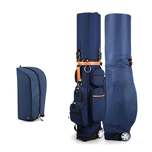 Golf-Cart-Tasche mit 2 Rädern, 10 Schlägerlöchern, separater Schuhtasche, Unisex-Golf-Rack-Tasche, Golf für Golf und Reisen (Blue) von JMOZHCD