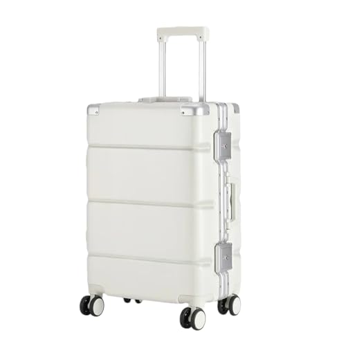 JMOZHCD Gepäck, breiter Griff, Herren-Handgepäck, Damen-PC-Aluminiumrahmen-Trolley, Camping-Aufbewahrungsbox (White 24) von JMOZHCD