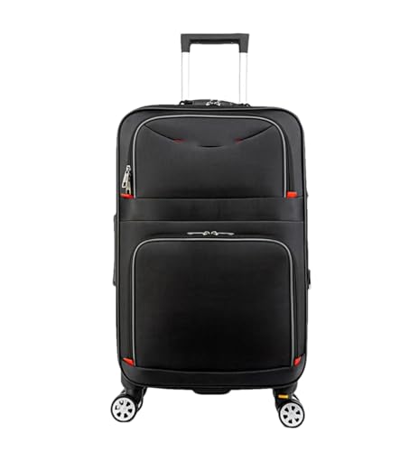 JMOZHCD Handgepäck-Oxford-Stoff-Boarding-Rollkoffer, große Reisetasche mit Rollen, Reißverschluss, Rollgepäck-Koffer (Black 24 inch) von JMOZHCD