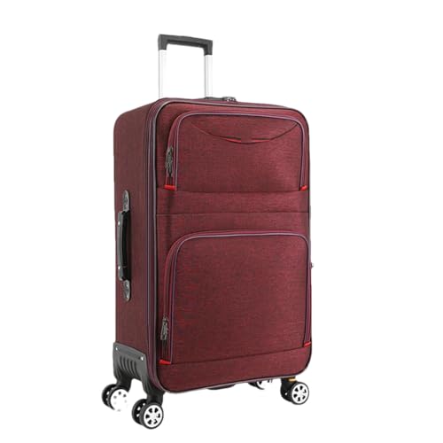 JMOZHCD Handgepäck-Oxford-Stoff-Boarding-Rollkoffer, große Reisetasche mit Rollen, Reißverschluss, Rollgepäck-Koffer (Red 28 inch) von JMOZHCD