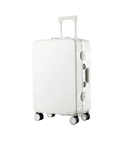 JMOZHCD Handgepäck-Rollgepäck, Damen-Passwort-Reisekoffer mit leisen Rollen, Trolley-Gepäcktasche (White 22 inch) von JMOZHCD