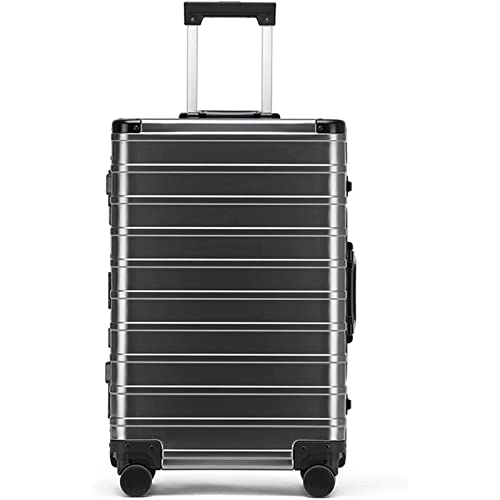JMOZHCD Leichter Luxus-Hartschalenkoffer mit Rollen, Trolley-Koffer aus Aluminium-Magnesium-Legierung für die Reise (Grey) von JMOZHCD