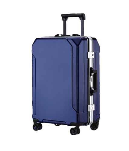 JMOZHCD Reisegepäck, modischer Koffer, Aluminiumrahmen, Trolley-Koffer, Herren- und Damen-Boarding-Koffer (Blue(white Border) 20) von JMOZHCD