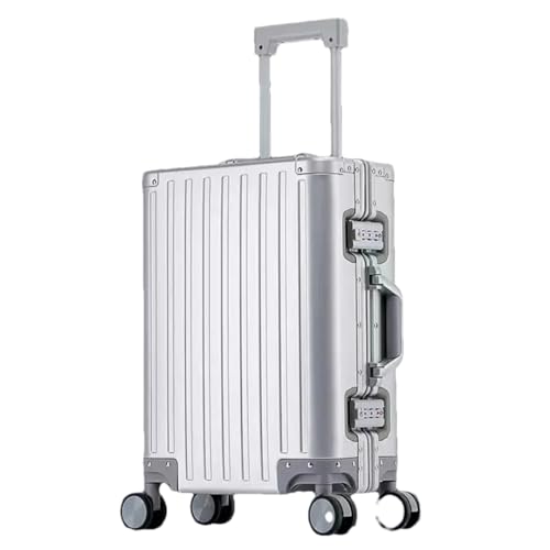 JMOZHCD Vollaluminium-Koffer für Männer und Frauen. Aluminium-Handgepäck-Trolley-Koffer für Boarding-Reisen, Metallbox (Silver 20) von JMOZHCD