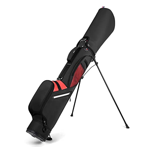 Tragbare Golftasche, Golftasche bietet Platz für 9 Schläger, leichte Golfschläger-Aufbewahrungstasche für Golf und Reisen (Black) von JMOZHCD