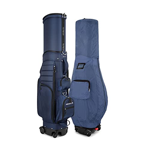 Tragbare Golftasche mit 4 Rädern und Bremsen, Unisex-Golfwagentasche aus Nylon, Reise-Golfschläger-Organizer (Blue) von JMOZHCD