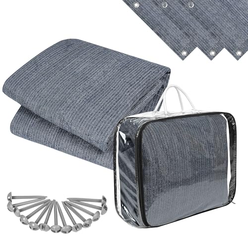 JNGLGO Vorzeltteppich Outdoor Markisenteppich Campingmatte Campingteppich Atmungsaktiv Waschbar Zeltteppich mit Tragetasche und Vorzeltboden Verschiedene Größen Grau-Blau von JNGLGO