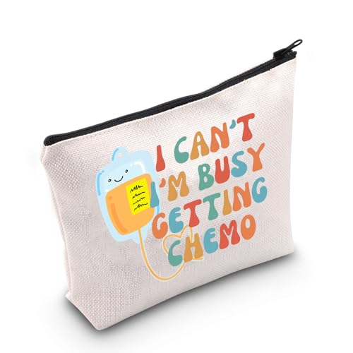 JNIAP Kosmetiktasche für Krebspatienten mit Aufschrift "I Can't I'm Busy Getting Chemo", Geschenk für Chemotherapie, Getting Chemo Bag von JNIAP