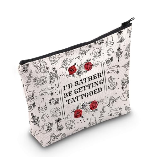 JNIAP Kosmetiktasche für Tattoo-Künstler, mit Aufschrift "I'd Rather Be Getting Tattoo", Geschenk für Tattoo-Liebhaber, Tätowierungstasche von JNIAP