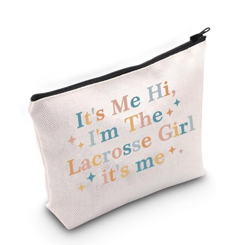 Lacrosse Kosmetiktasche für Mädchen, Lacrosse Lover, Geschenk für Mädchen, Ausflug, Geschenk "It's Me Hi I'm The Lacrosse Girl", Make-up-Tasche, weiß, M, modisch von JNIAP