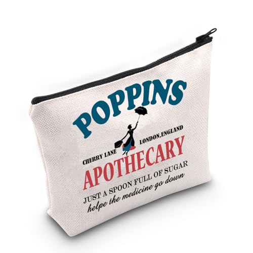 Mary Movies Kosmetiktasche Broadway Musikgeschenk Mary Fans Geschenk Poppins Regenschirm Liebhaber Geschenk, weiß, M, Hochwertiges Produkt von JNIAP