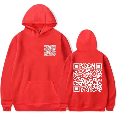 Funny FU QR Code Hoodie Funny Fu Qr Code F-u-ck-You Sweatshirt Herren Damen QR Scan Code Witz Lustiger Top Unisex Weihnachten Paar Langarm Grafik Print Hoodies Für Winter Jungen Und Mädchen-Black||S von JNYEHSUI