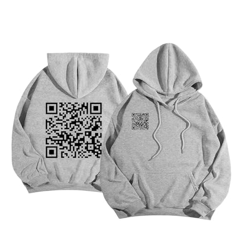 Funny FU QR Code Hoodie Funny Fu Qr Code F-u-ck-You Sweatshirt Herren Damen QR Scan Code Witz Lustiger Top Unisex Weihnachten Paar Winter Langarm Grafik Print Hoodies Für Jungen Und Mädchen-Black||XS von JNYEHSUI